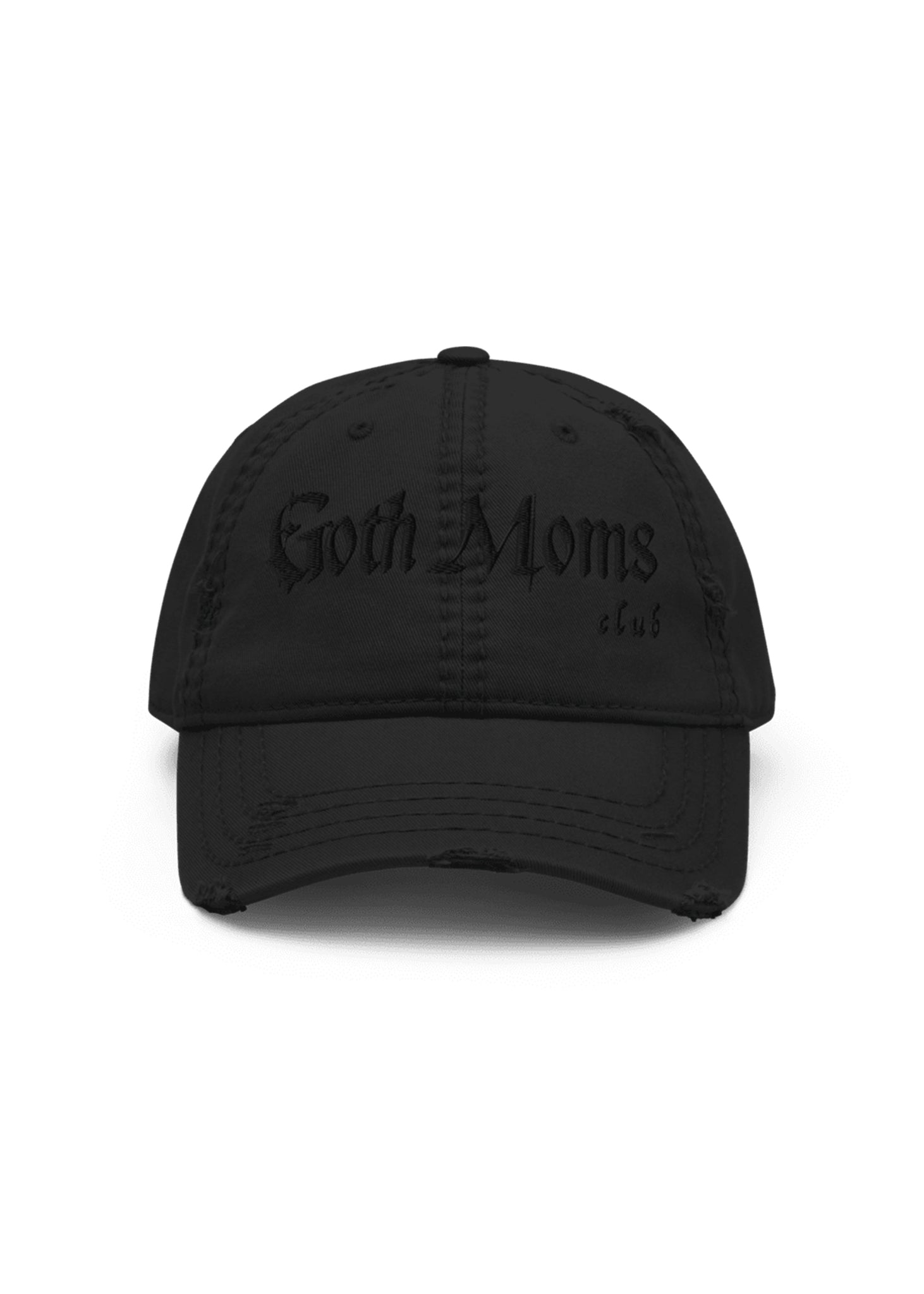 Goth Moms Club Distressed Dad Hat in All Black