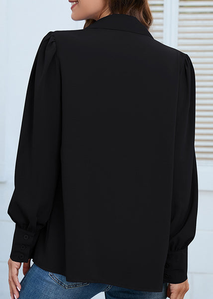 Dark Academia Puff Sleeve Shirt in Black