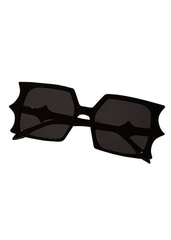 Adult 70s Disco Bat Sunglasses in Black