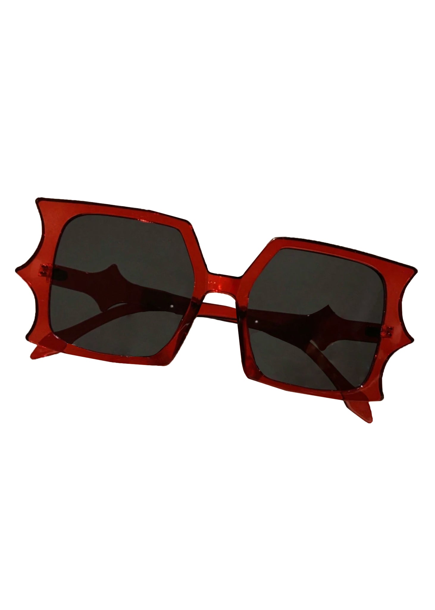 Adult 70s Disco Bat Sunglasses in Red