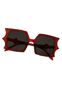 Adult 70s Disco Bat Sunglasses in Red